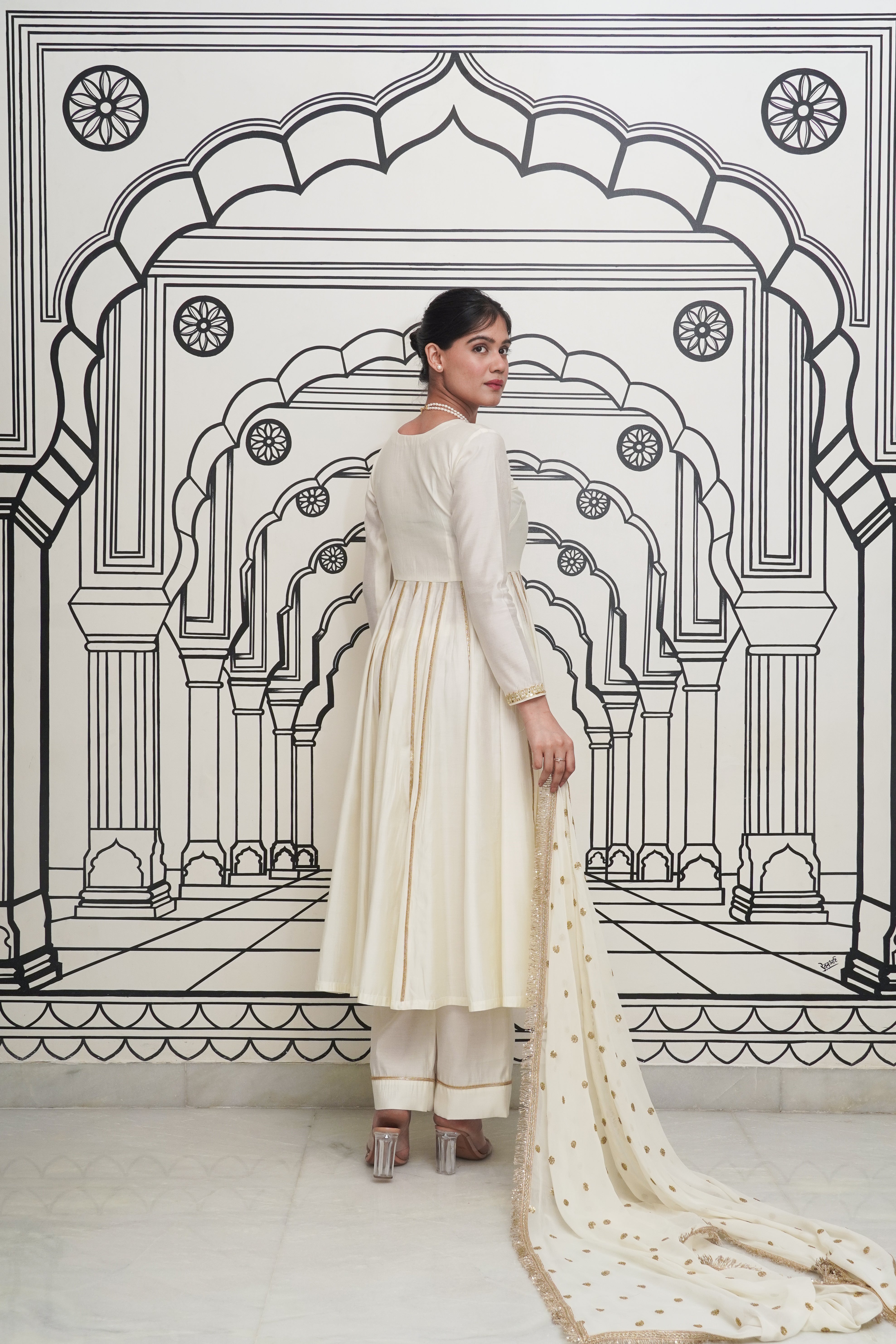 Sample Afsana Ivory Anarkali Set