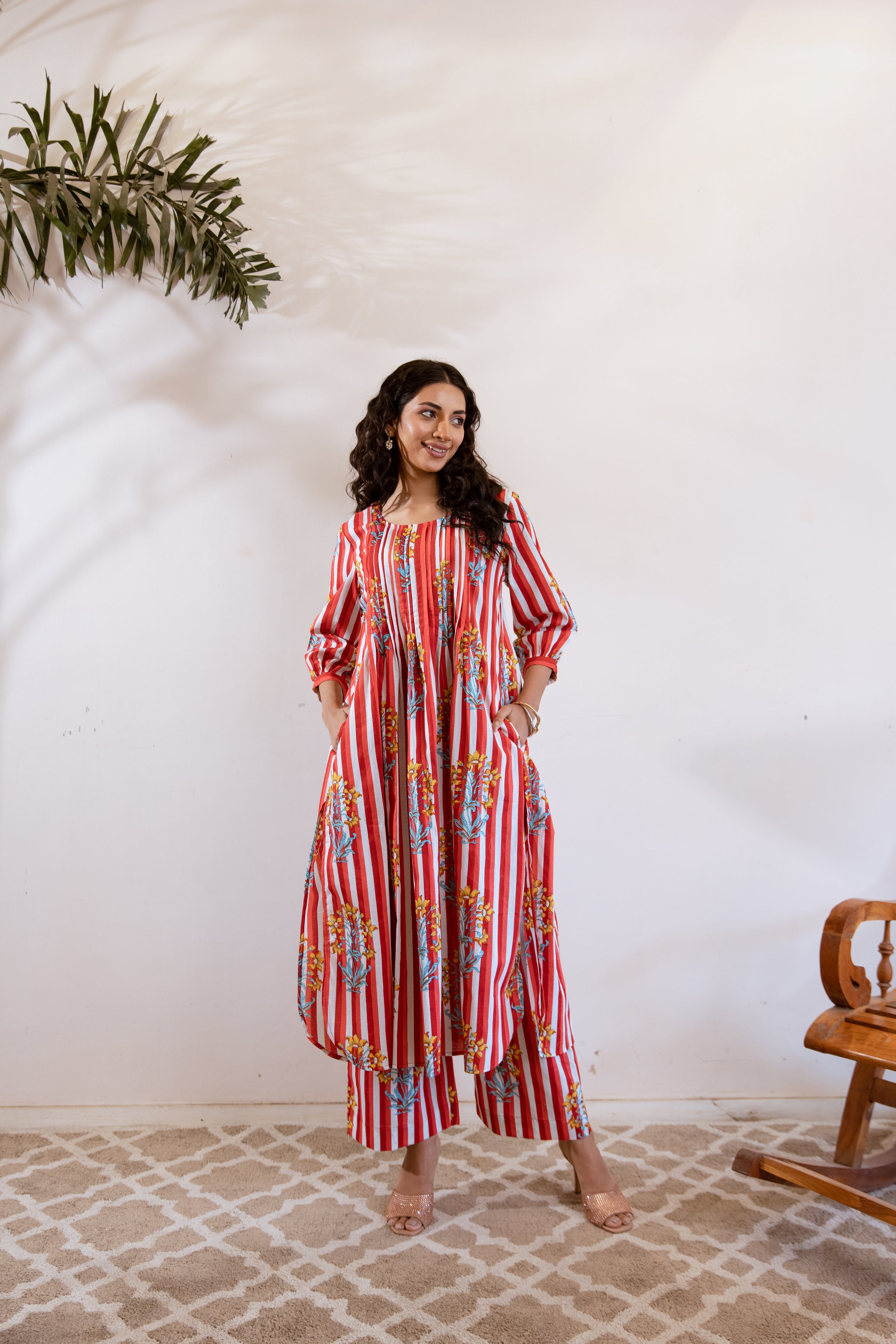 Bagh Red stripe twin set