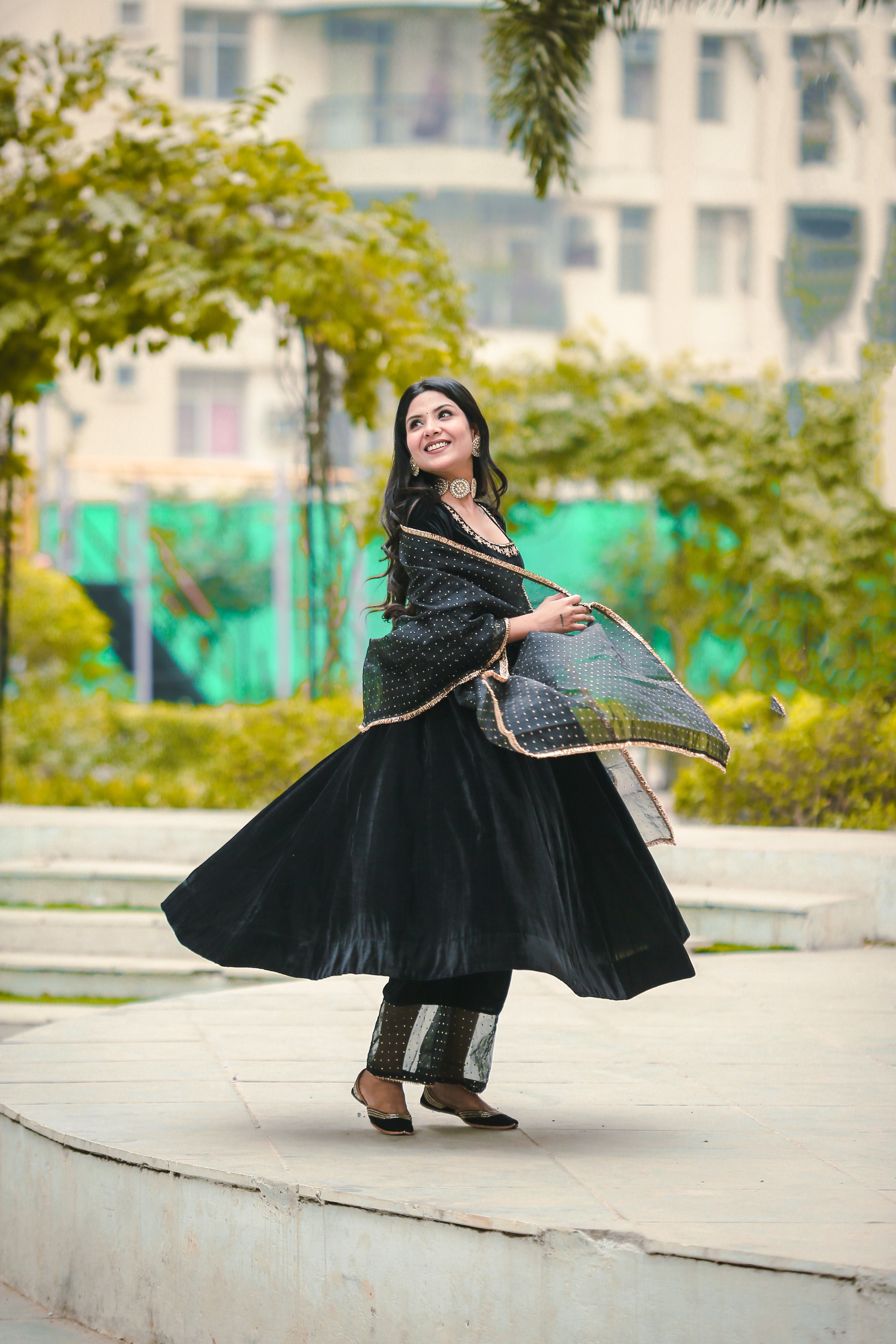 Khwabidah Black Anarkali Set of 3