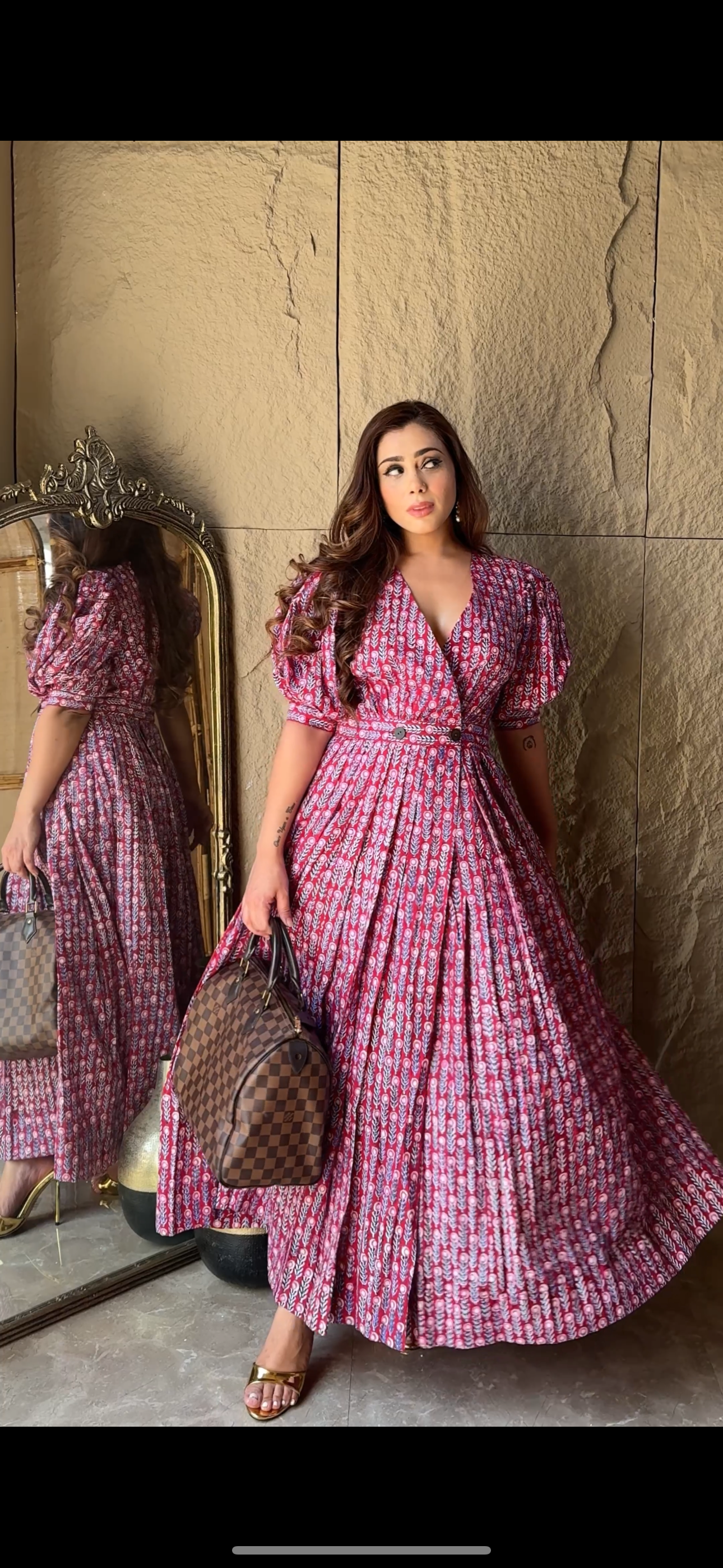Raspberry red overlap dress