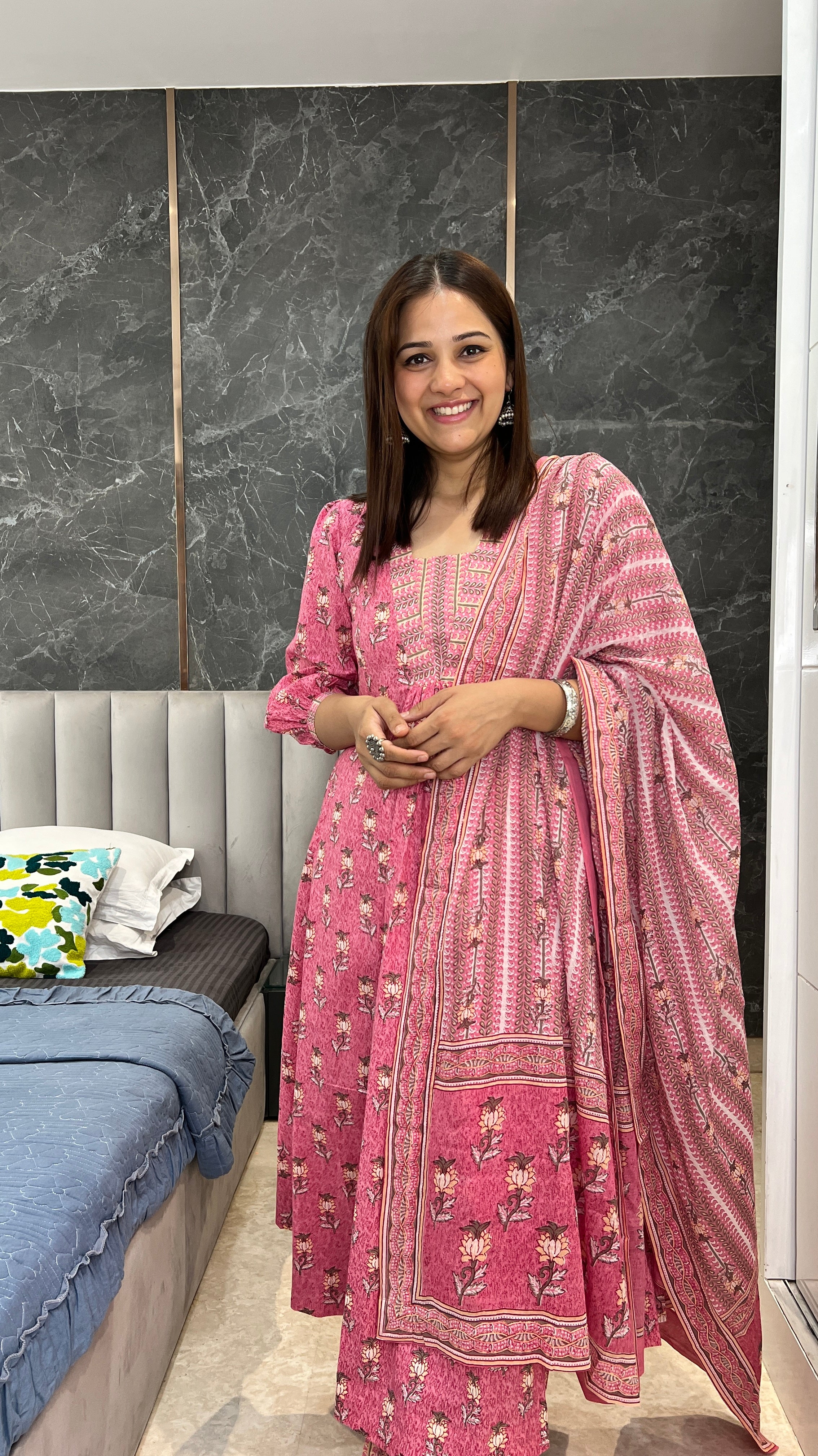 Baby pink Anarkali Set