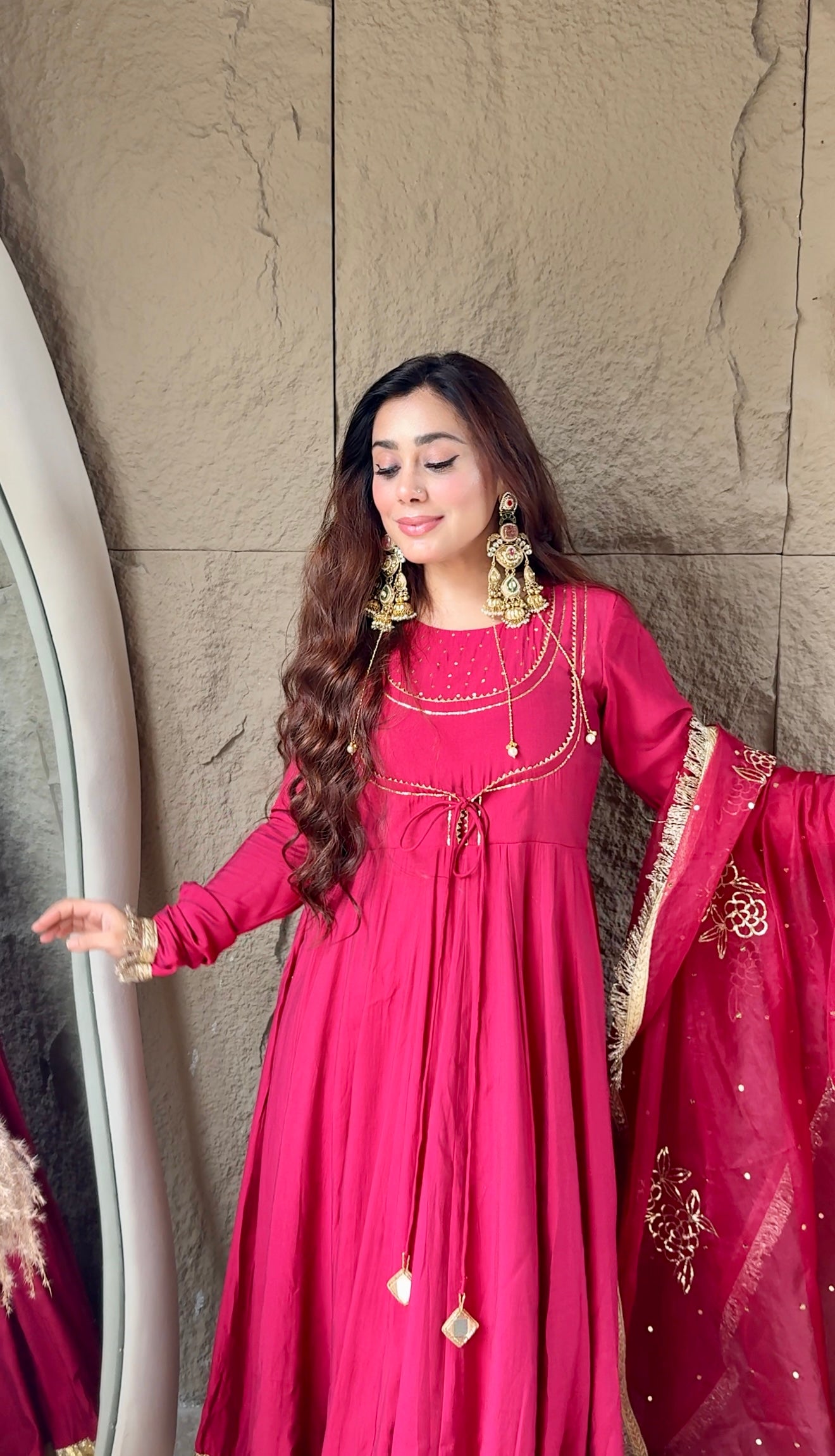 Salma Sitara Wine Anarkali set