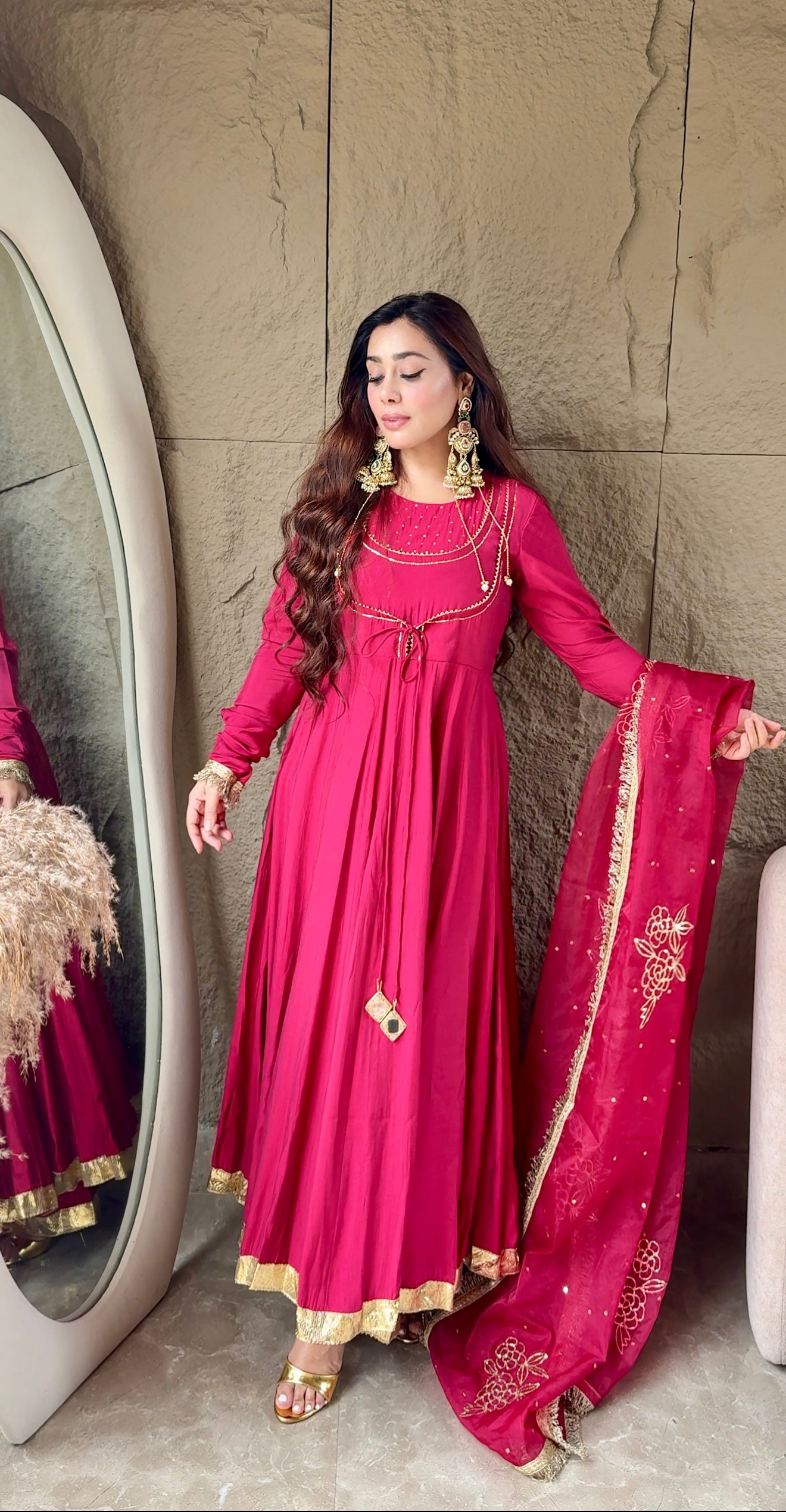 Salma Sitara Wine Anarkali set