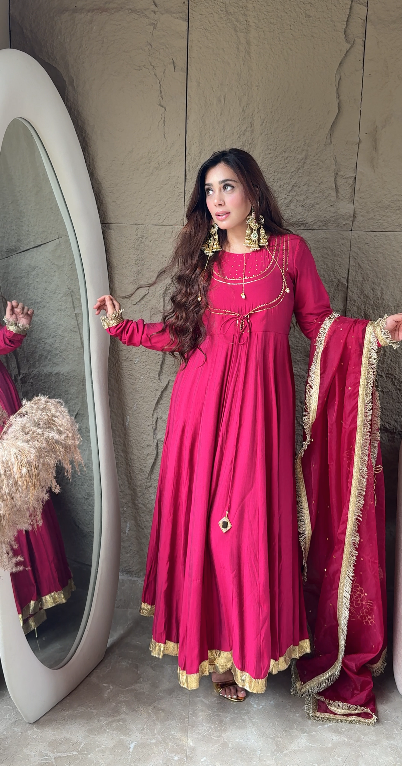 Salma Sitara Wine Anarkali set