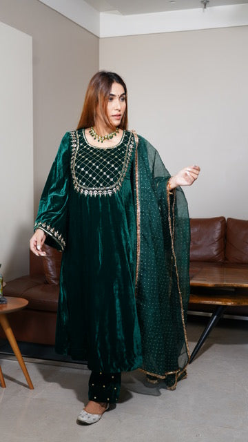 Khwabidah Bottle Green Ethnic Set 3