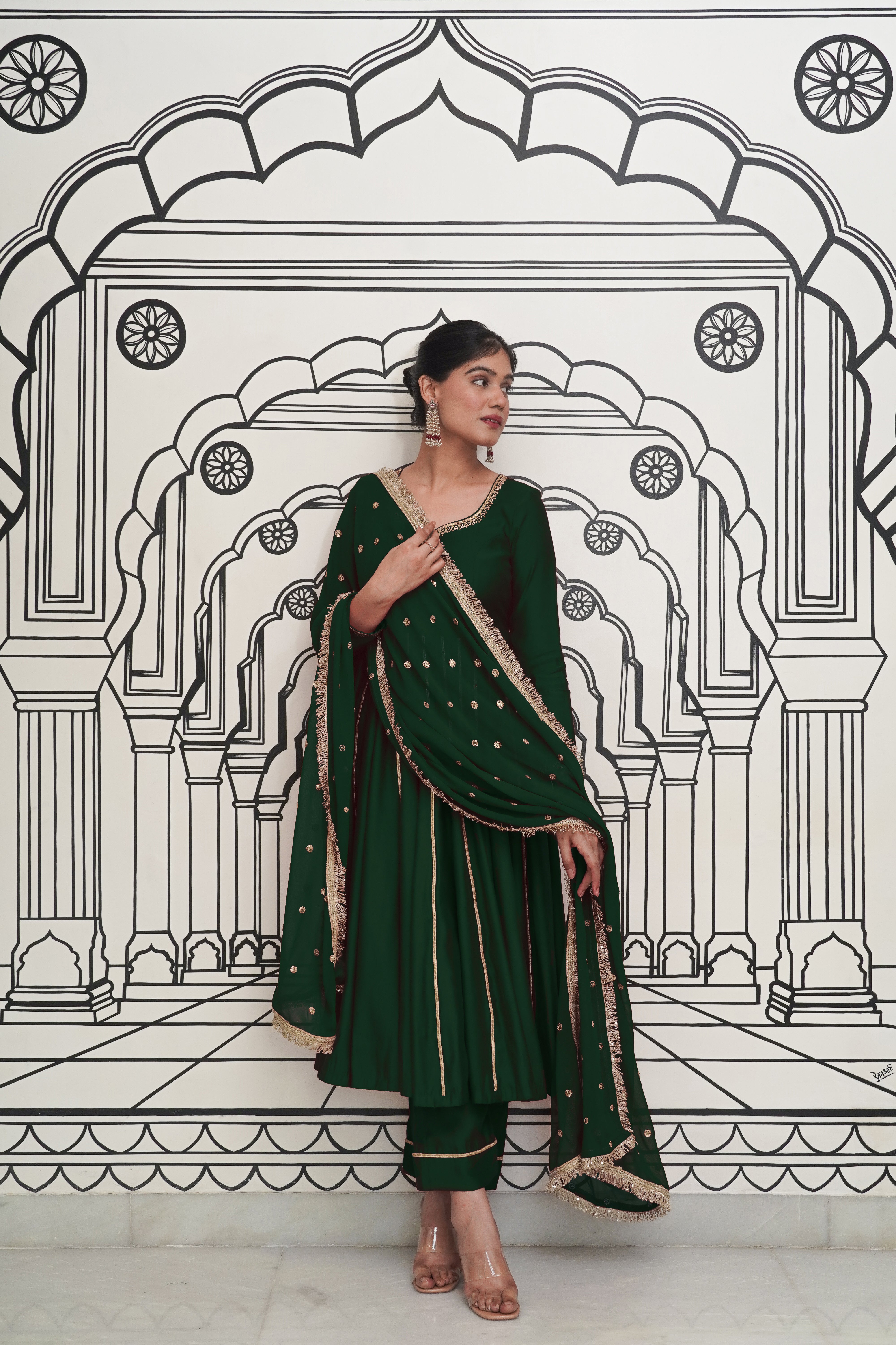 Emerald Anarkali Set
