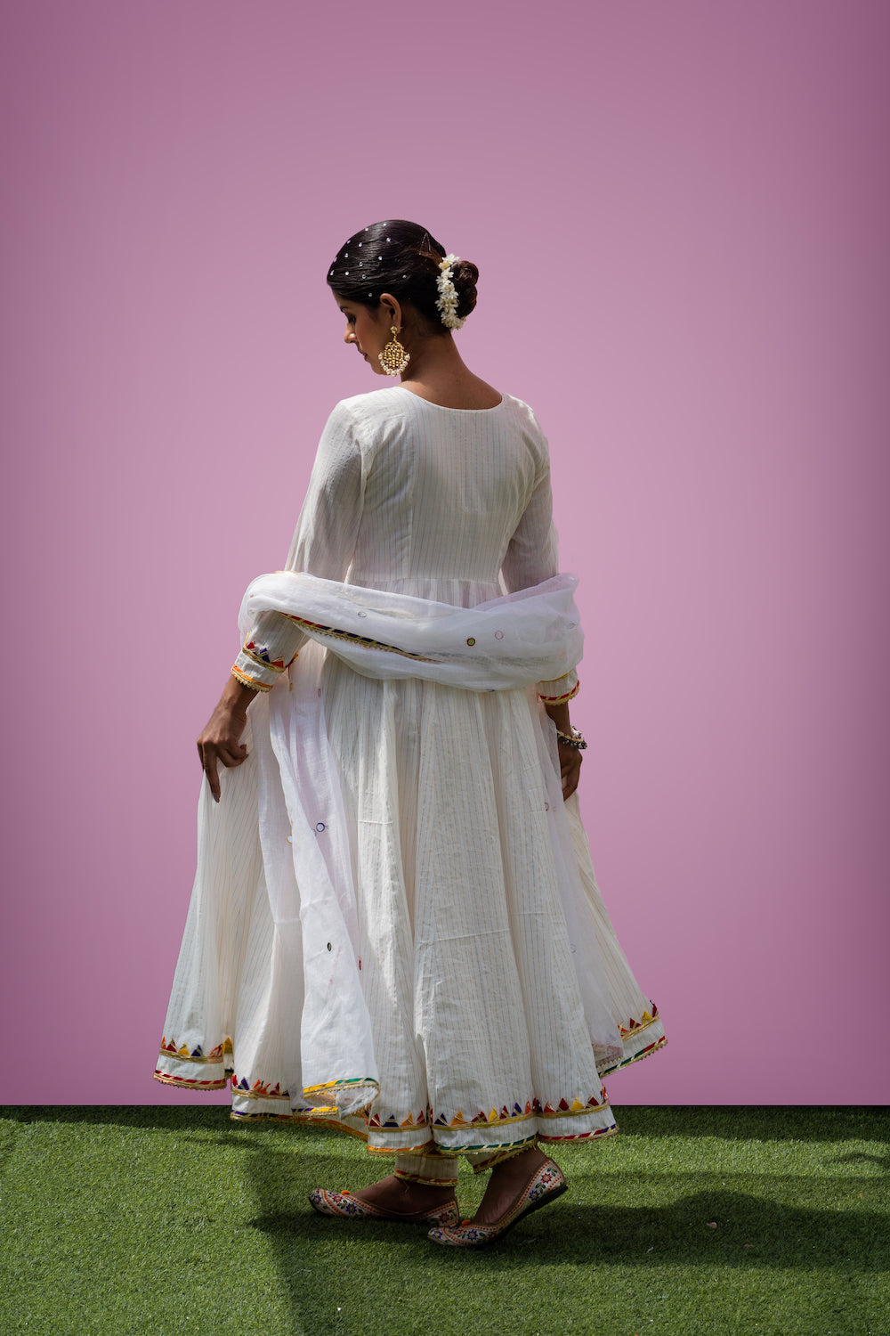 Mehfil White Anarkali Set