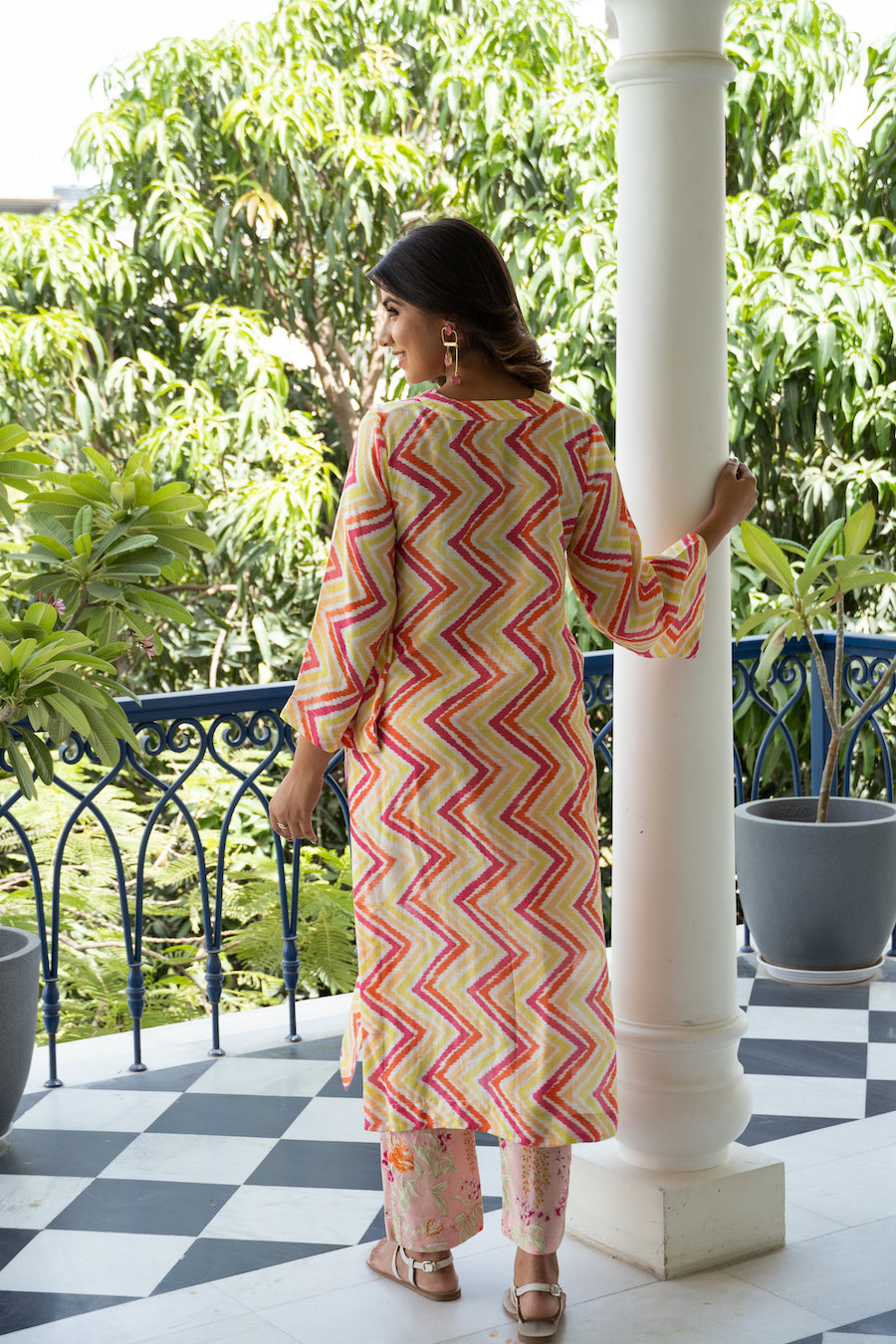 Pink Zigzag Kurta Set