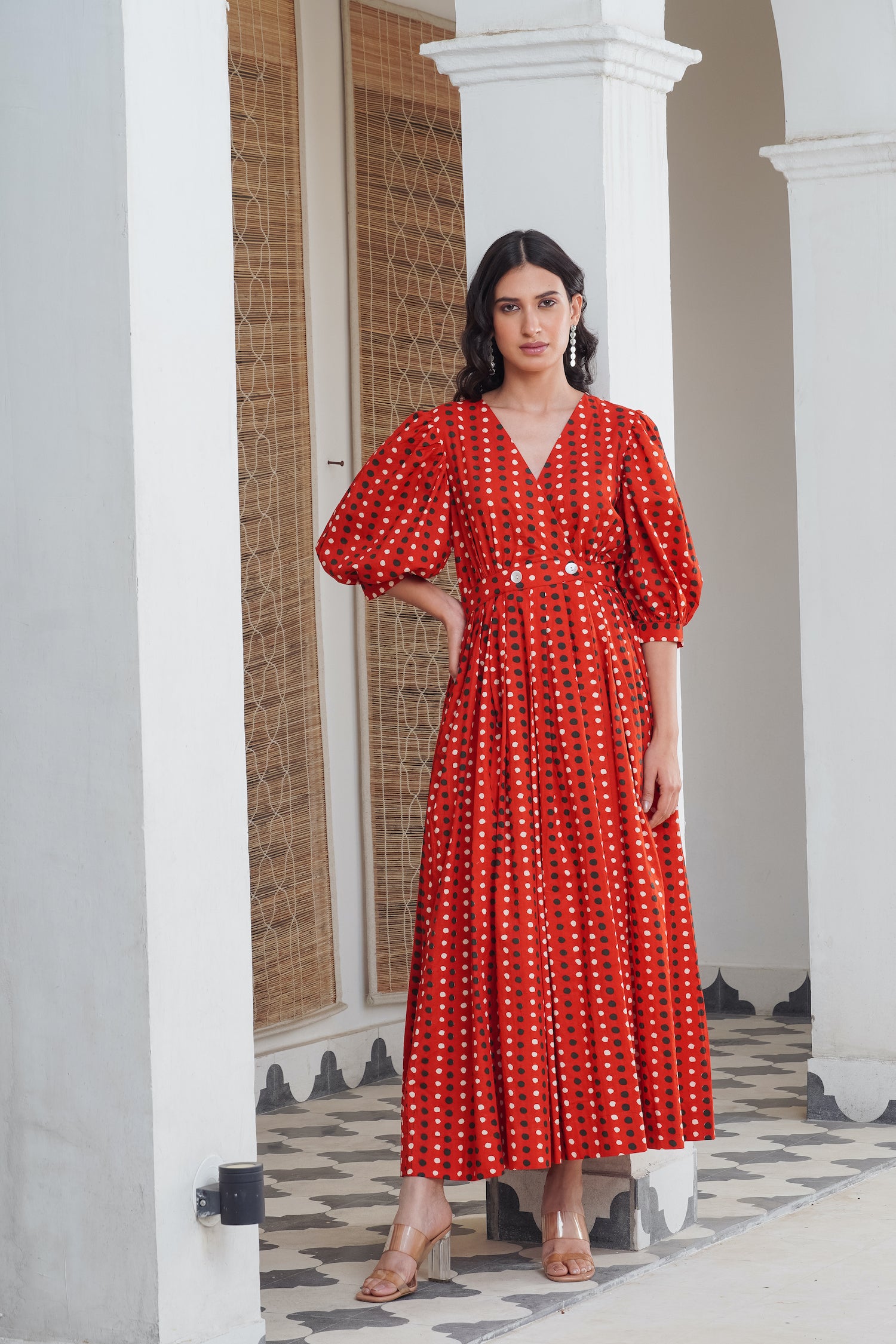 Red Polka Wrap Maxi
