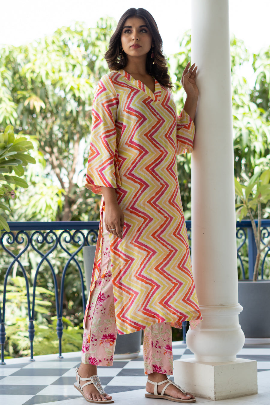 Pink Zigzag Kurta Set