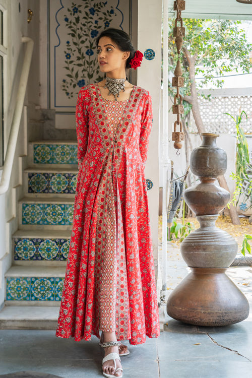 Red Maxi Jacket Set