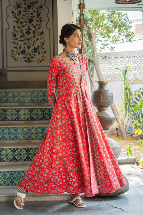 Red Maxi Jacket Set