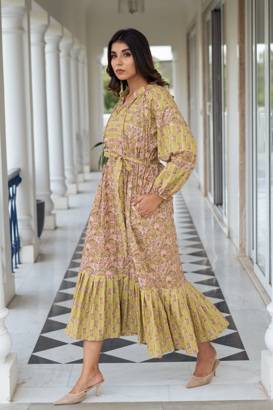 Beige Green Maxi