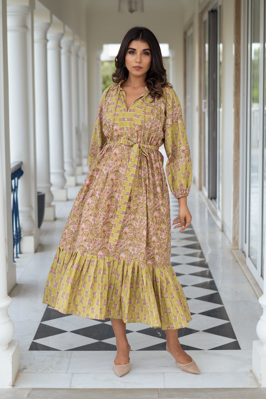 Beige Green Maxi