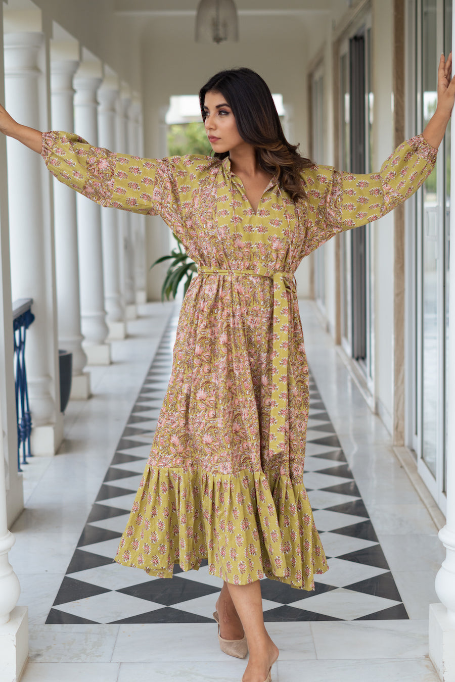 Beige Green Maxi