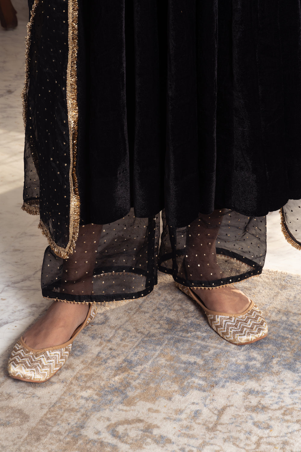 Khwabidah Black Anarkali Set of 3