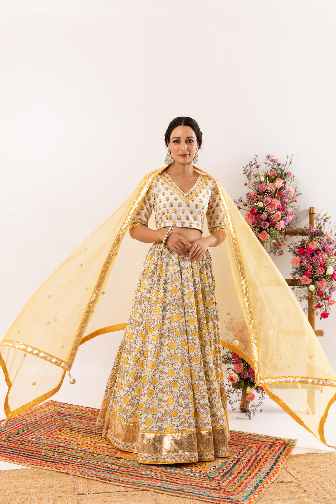 Nayab Yellow Lehenga Set of 3
