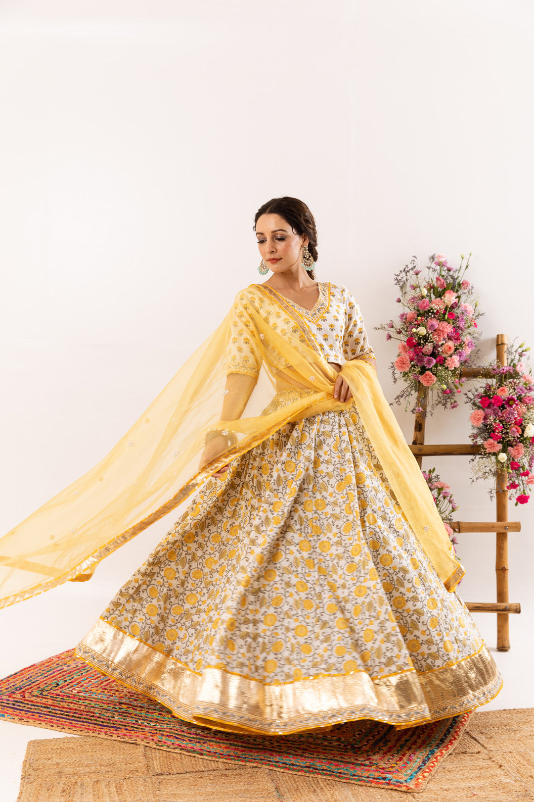 Nayab Yellow Lehenga Set of 3