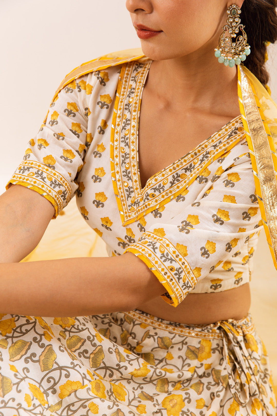 Nayab Yellow Lehenga Set of 3