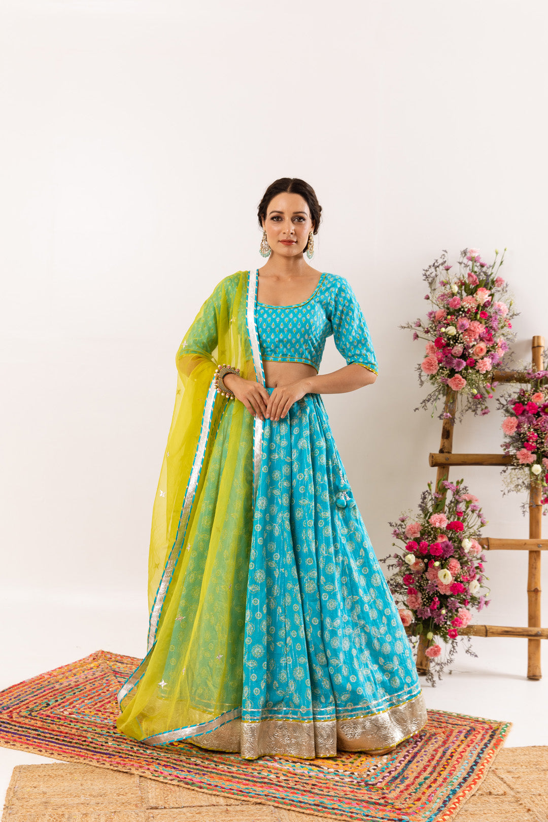 Nayab Firozi Lehenga Set of 3