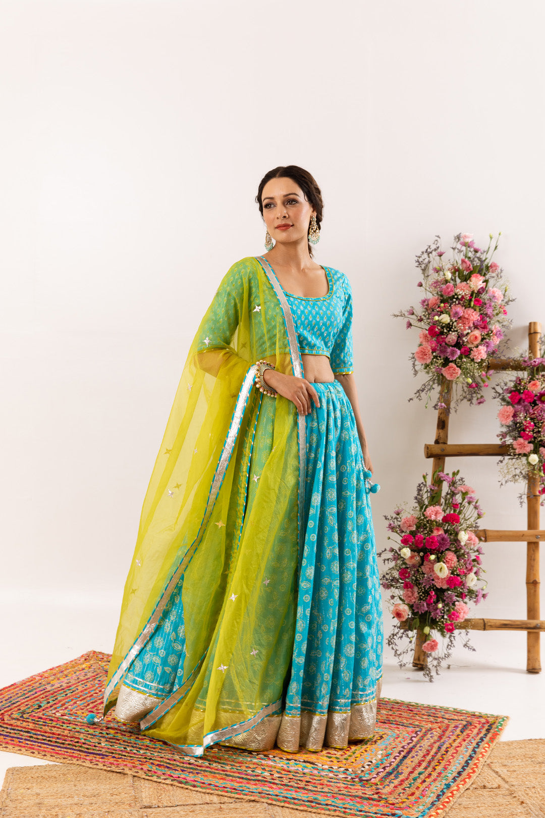 Nayab Firozi Lehenga Set of 3