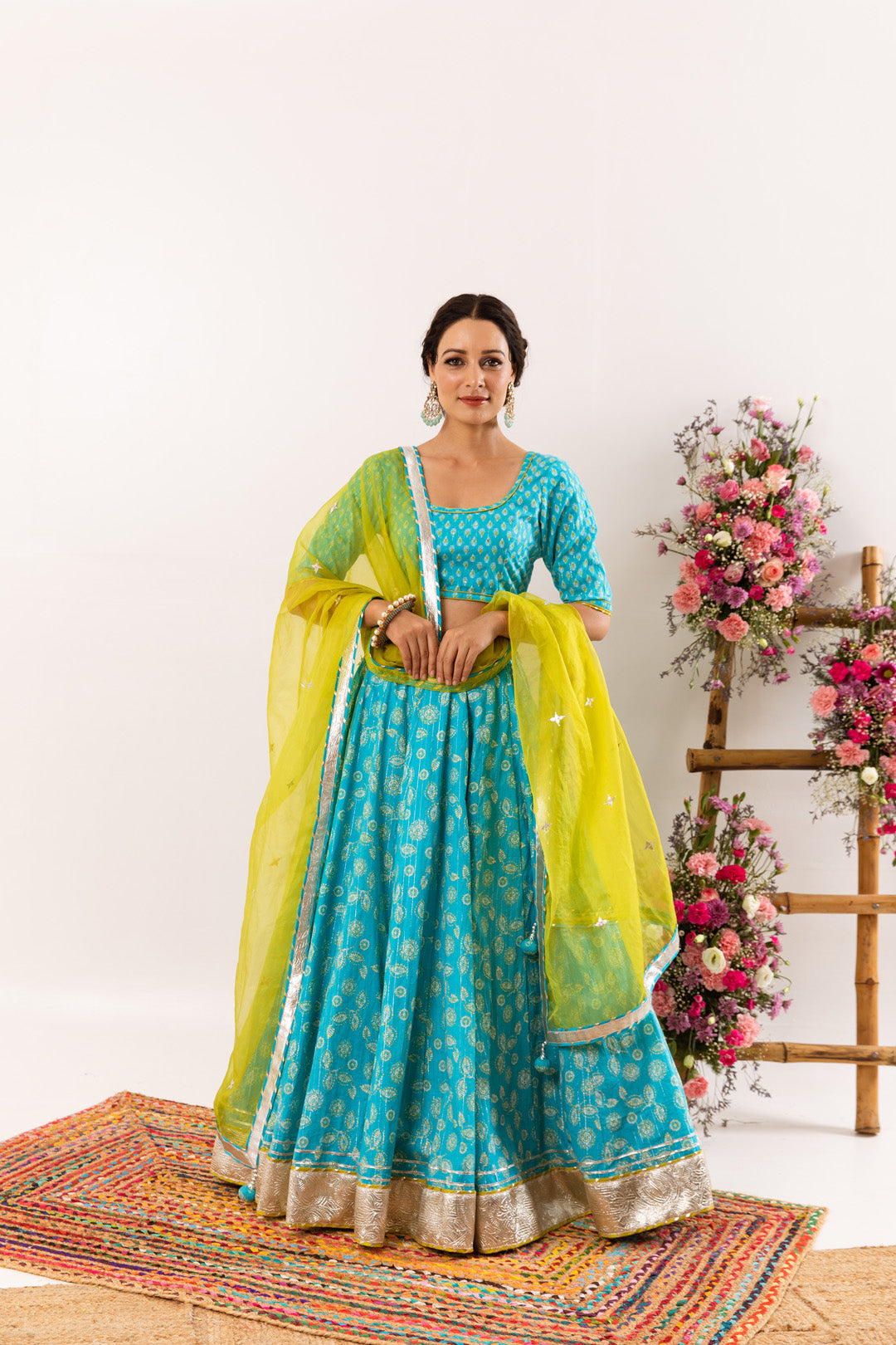 Nayab Firozi Lehenga Set of 3