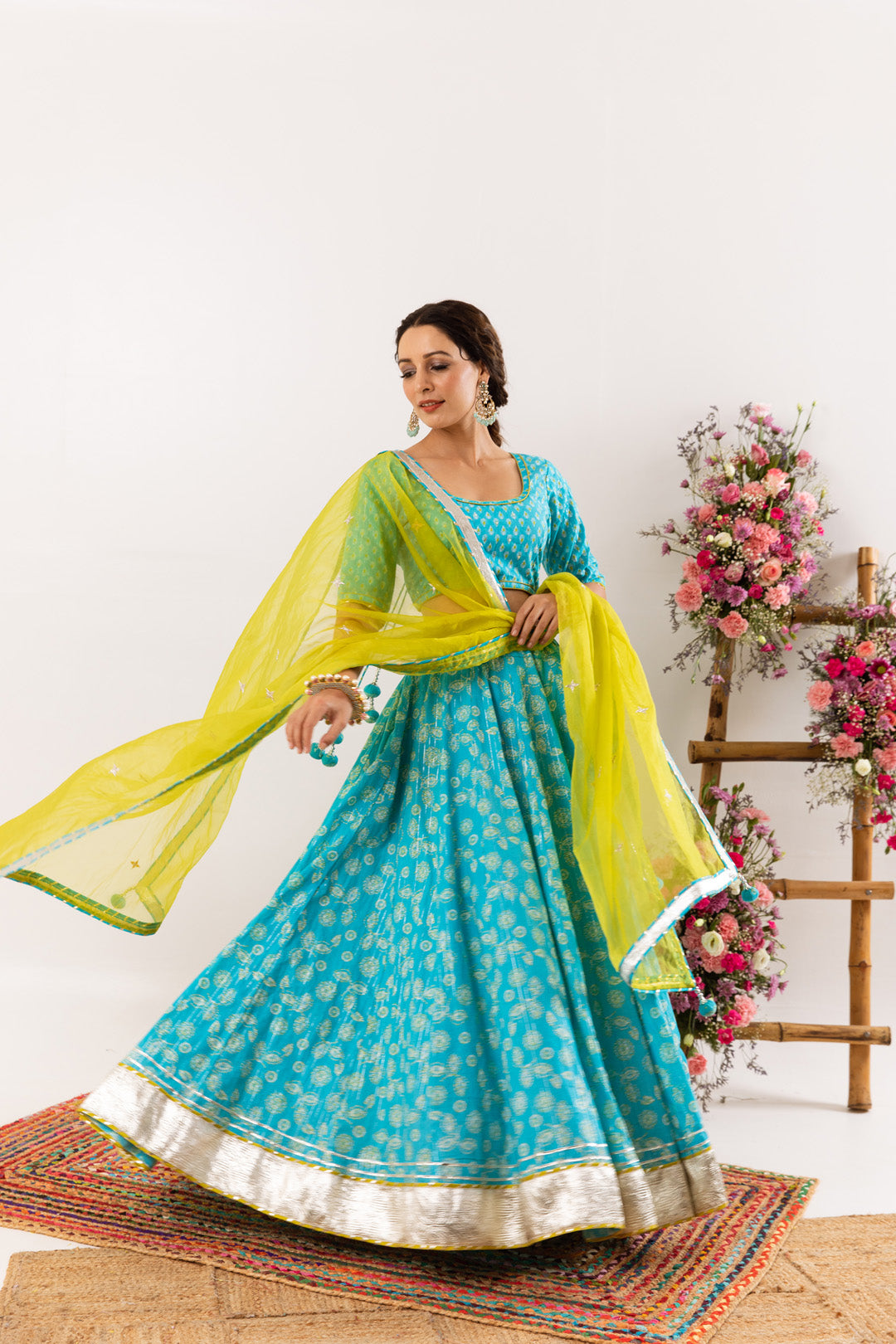 Nayab Firozi Lehenga Set of 3