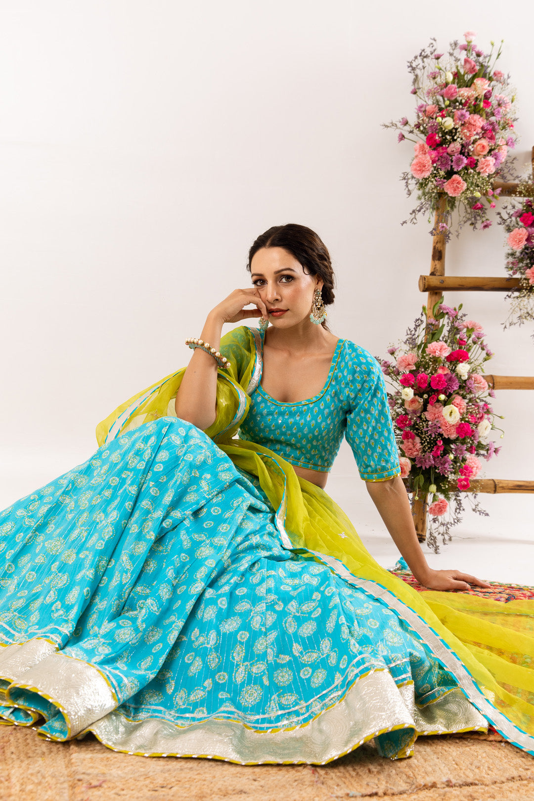 Nayab Firozi Lehenga Set of 3