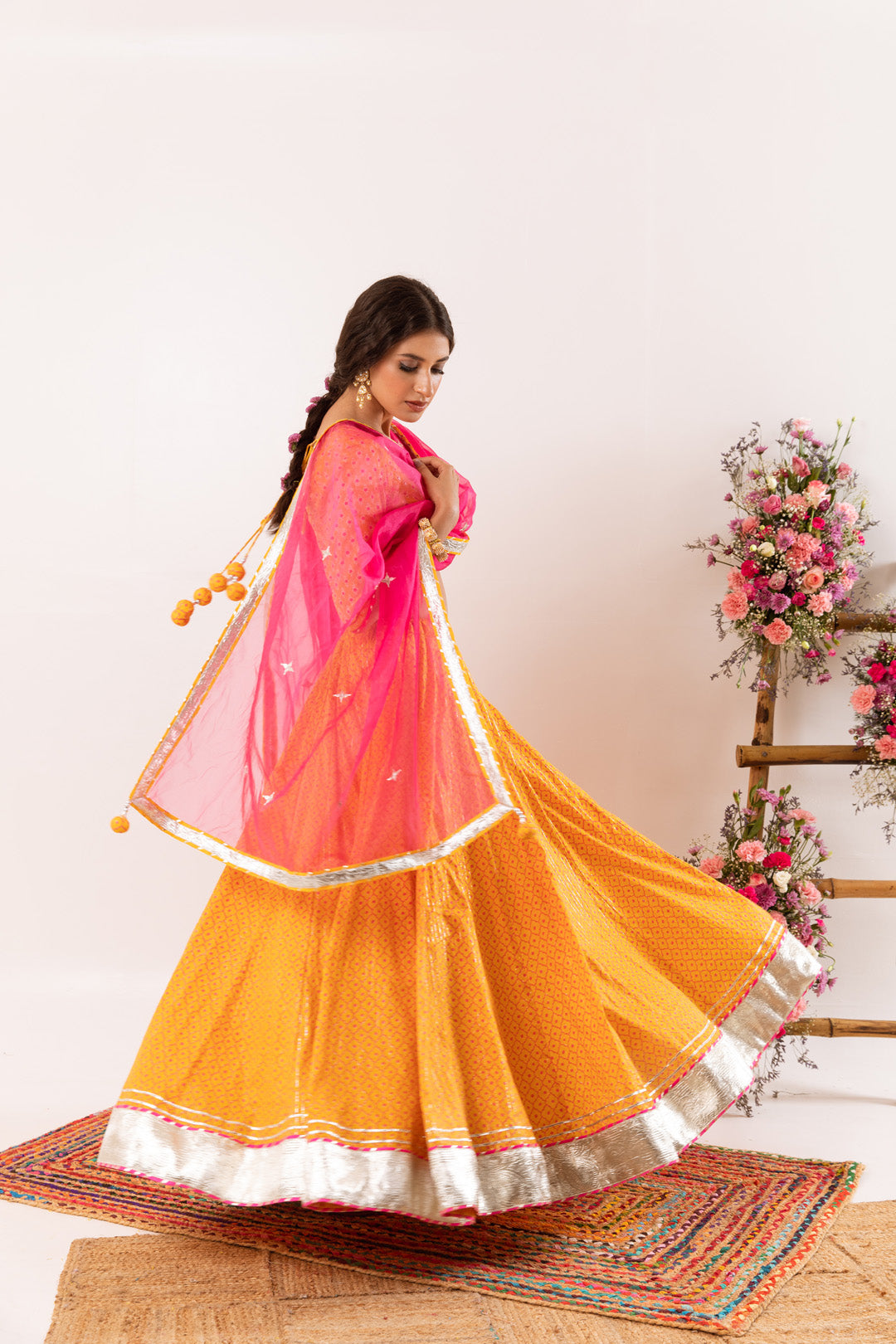 Nayab Mustard Lehenga Set of 3