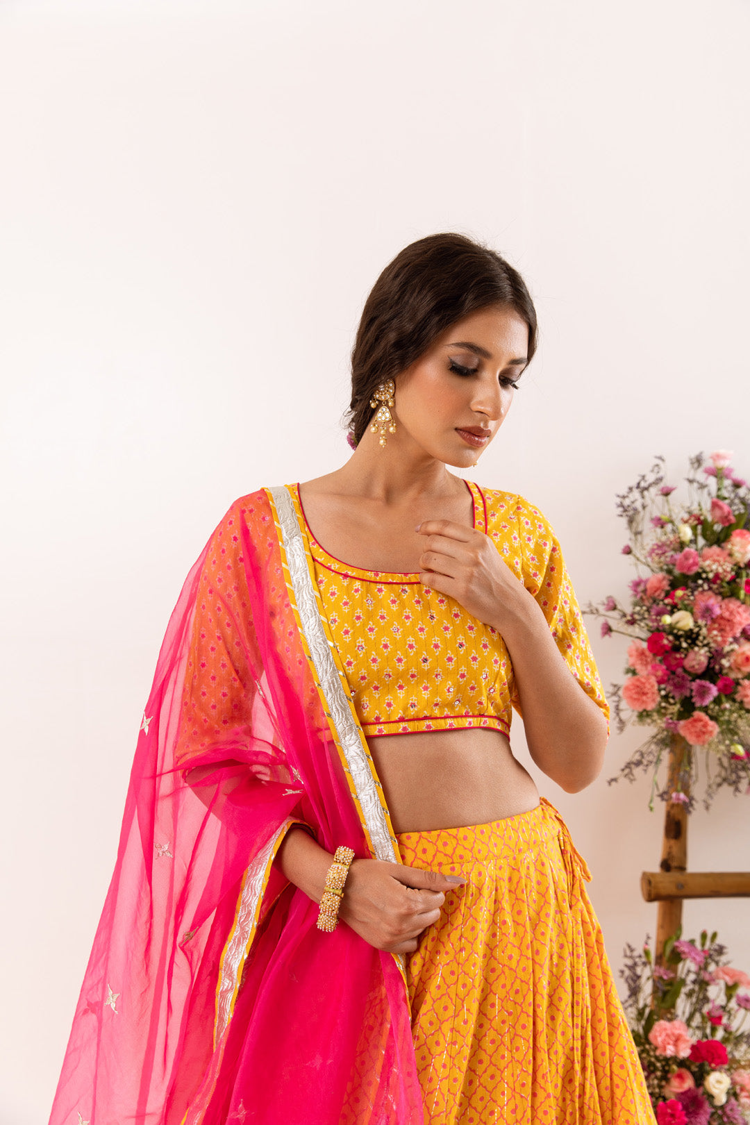 Nayab Mustard Lehenga Set of 3