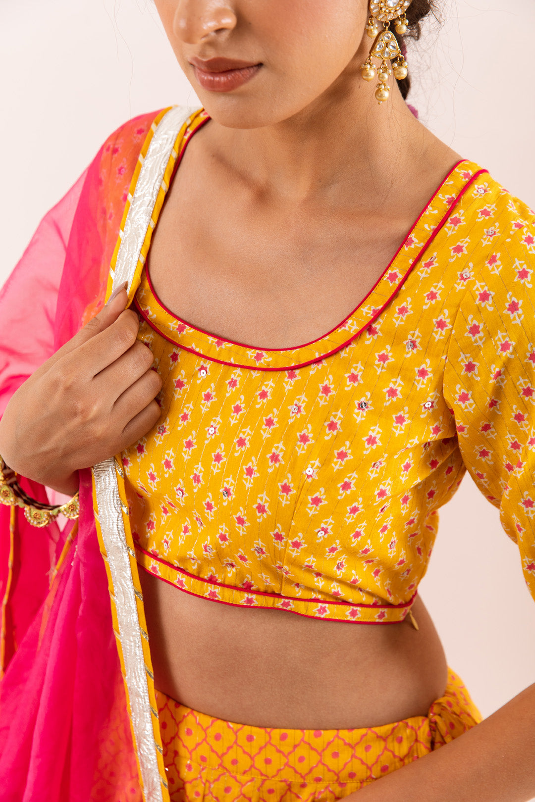 Nayab Mustard Lehenga Set of 3