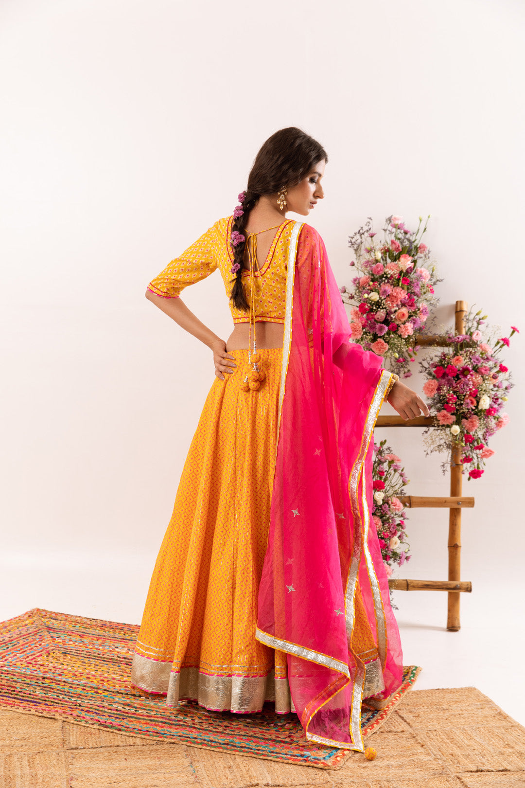 Nayab Mustard Lehenga Set of 3