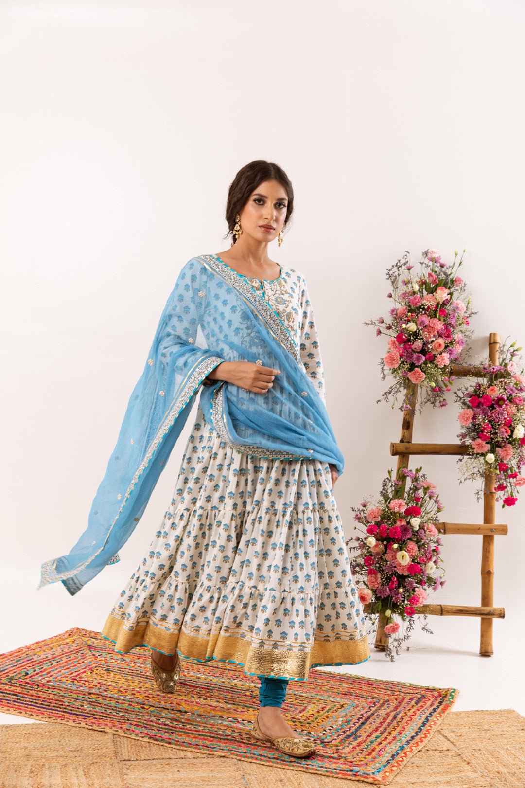 Nayab Turquoise Anarkali Set of 3