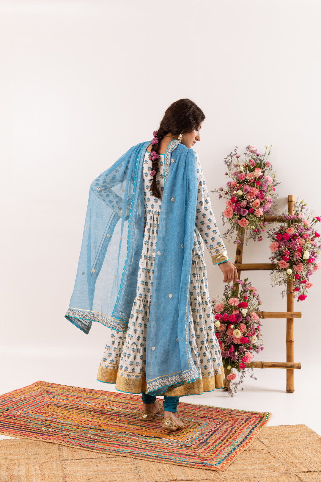 Nayab Turquoise Anarkali Set of 3