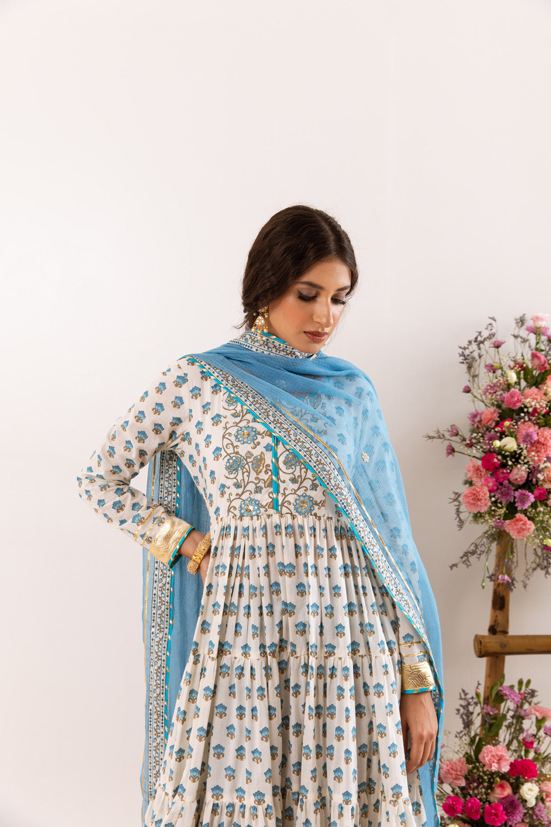 Nayab Turquoise Anarkali Set of 3