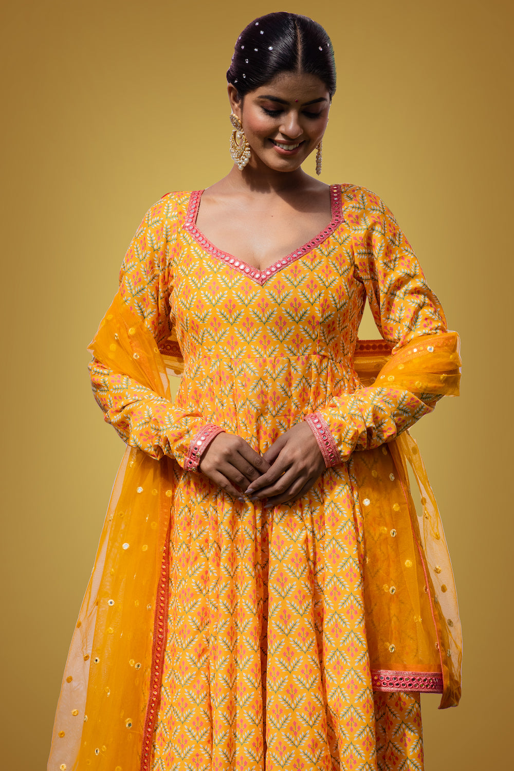 Mehfil Yellow Anarkali Set