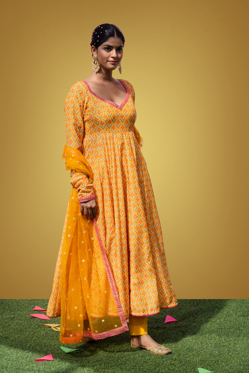 Mehfil Yellow Anarkali Set