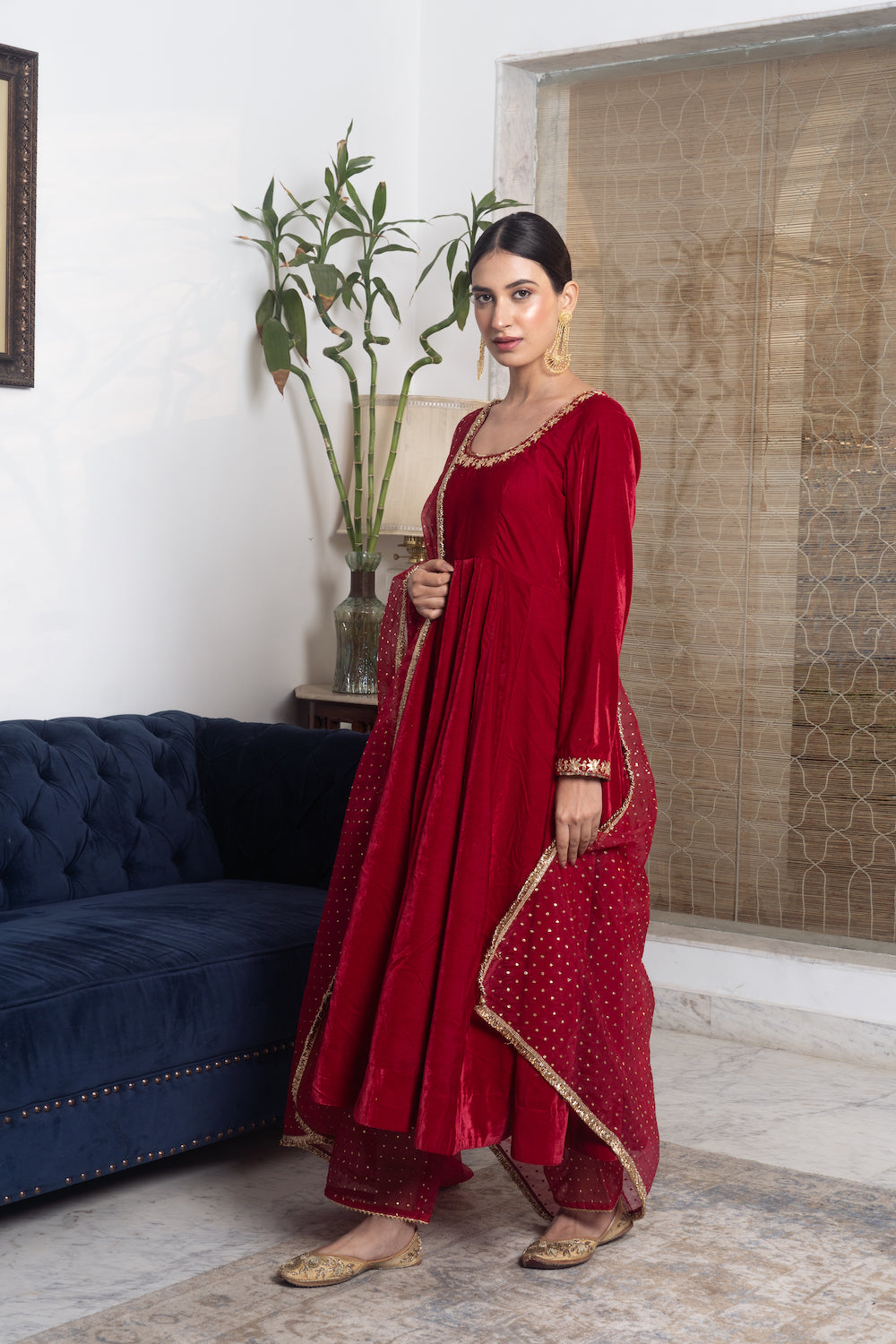 Khwabidah Maroon Anarkali Set of 3