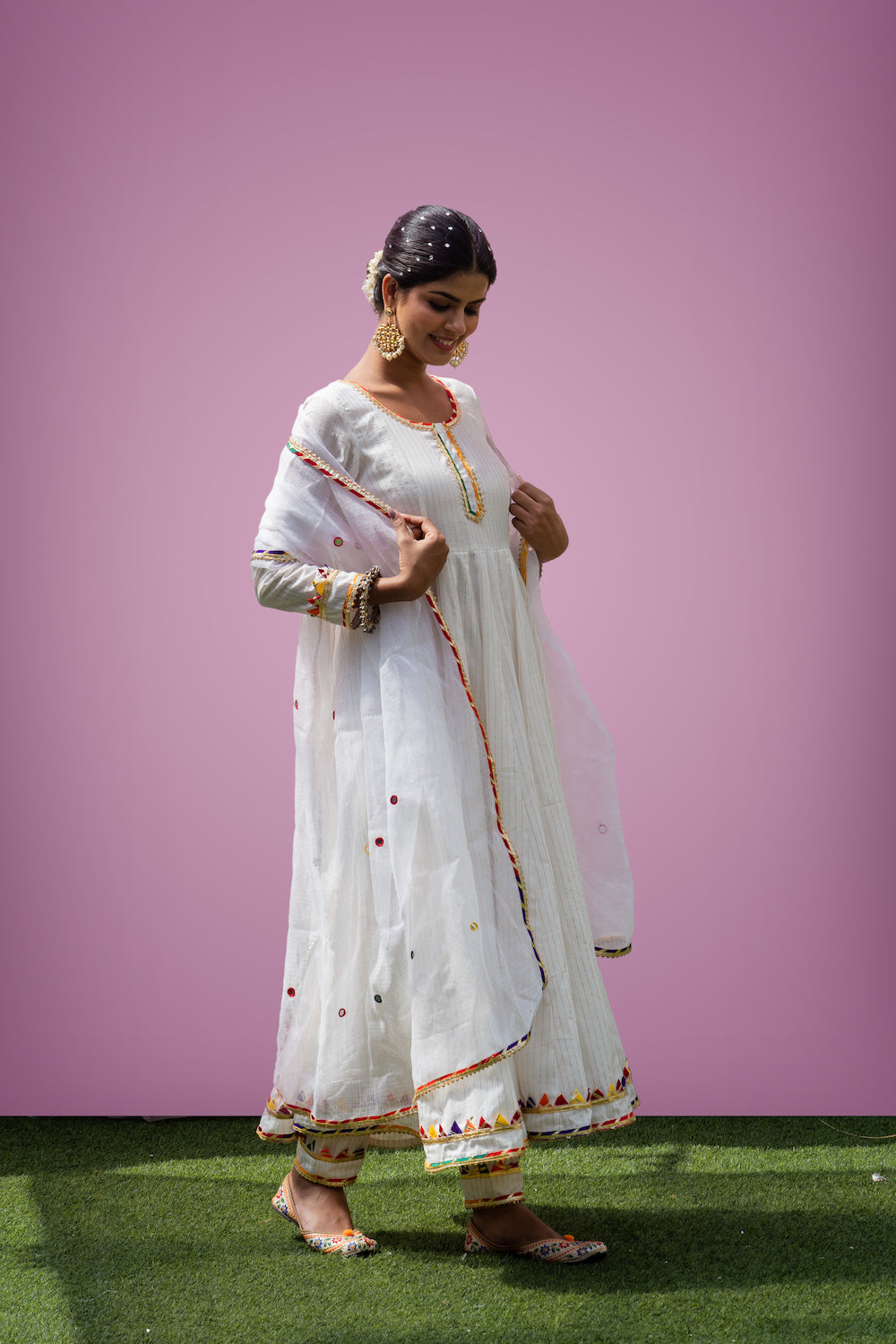 Mehfil White Anarkali Set