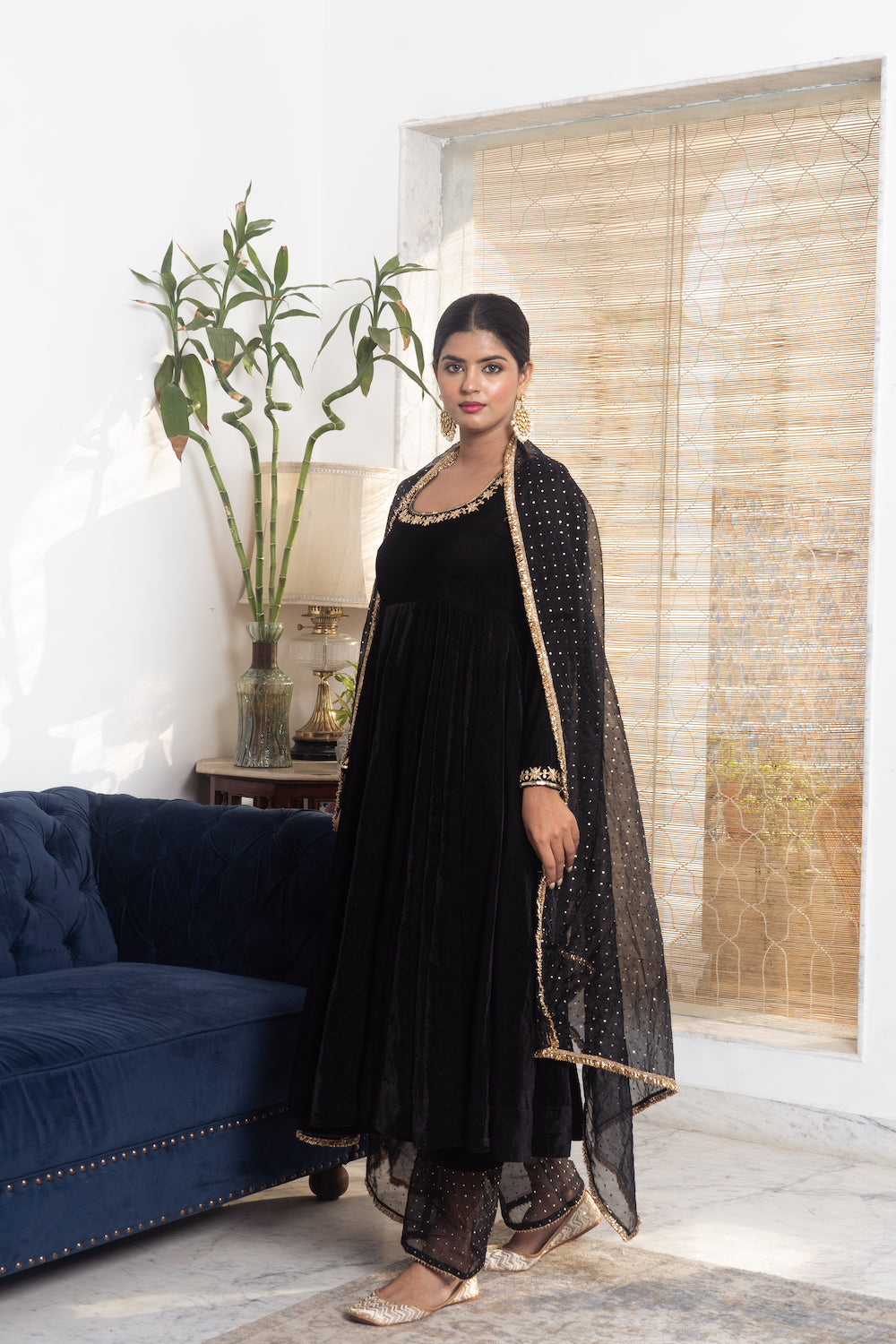 Khwabidah Black Anarkali Set of 3