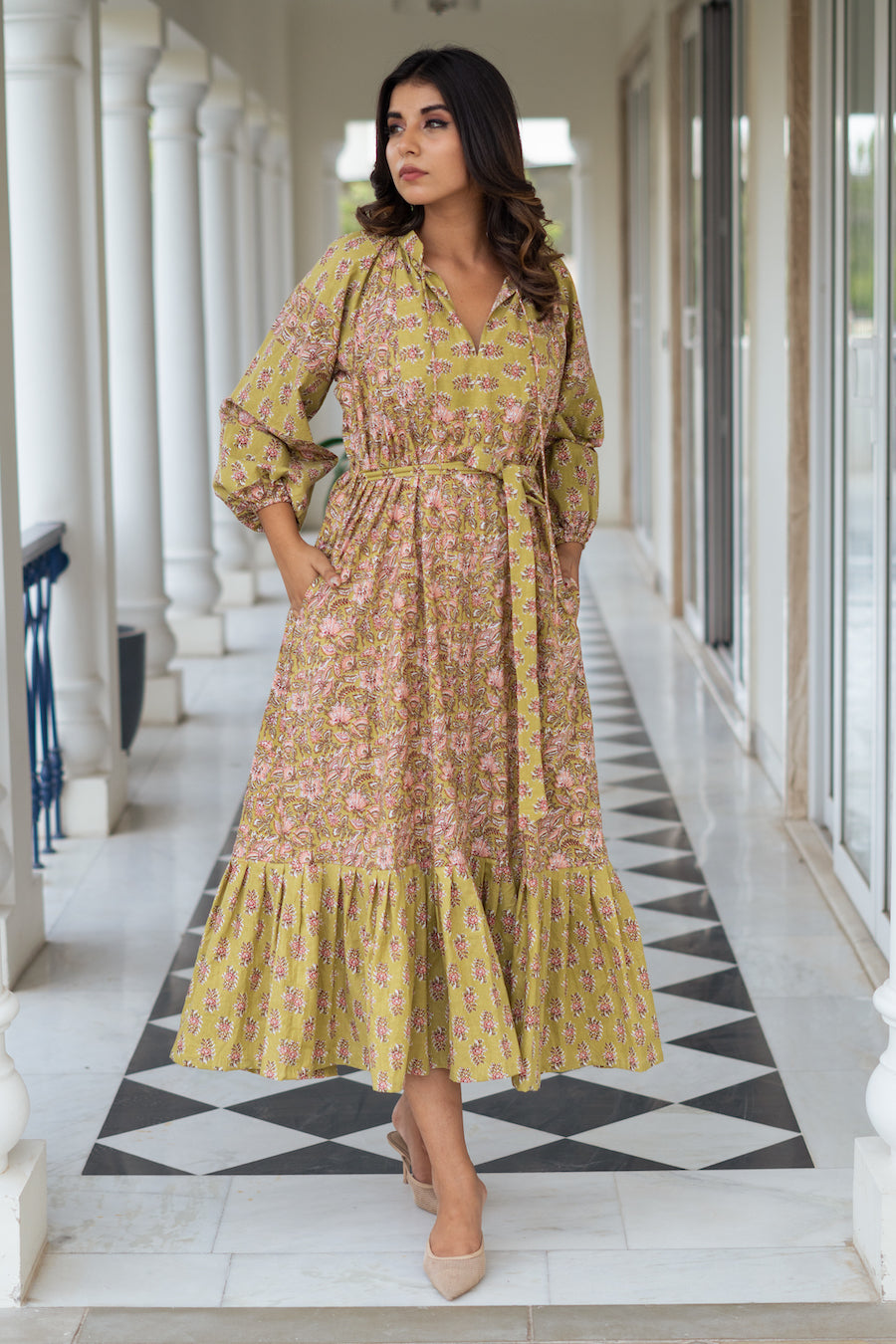 Beige Green Maxi