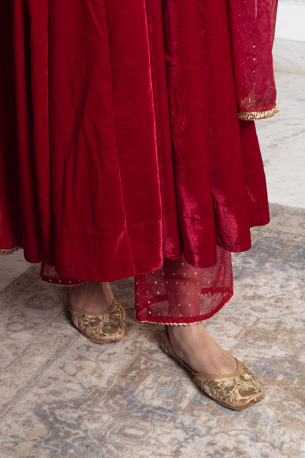 Khwabidah Maroon Anarkali Set of 3
