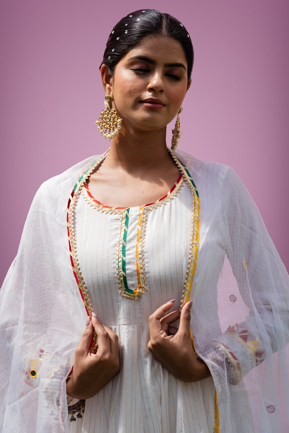 Mehfil White Anarkali Set