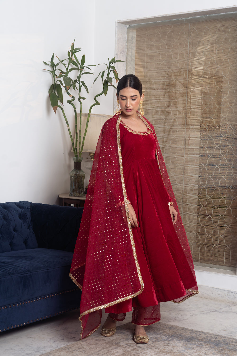 Khwabidah Maroon Anarkali Set of 3
