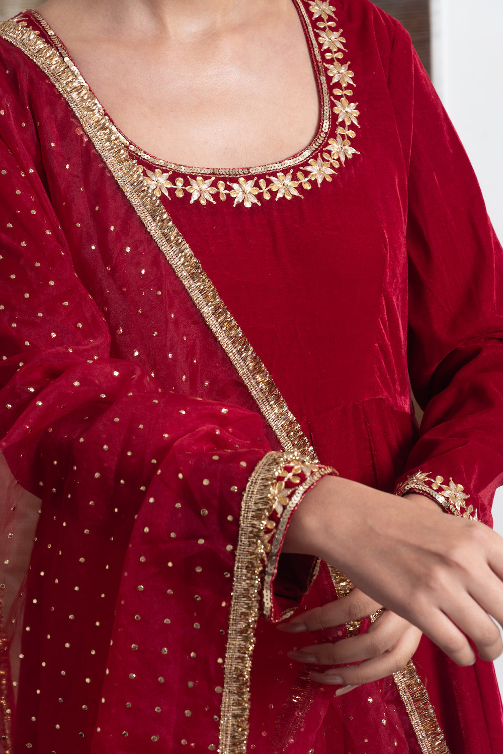 Khwabidah Maroon Anarkali Set of 3