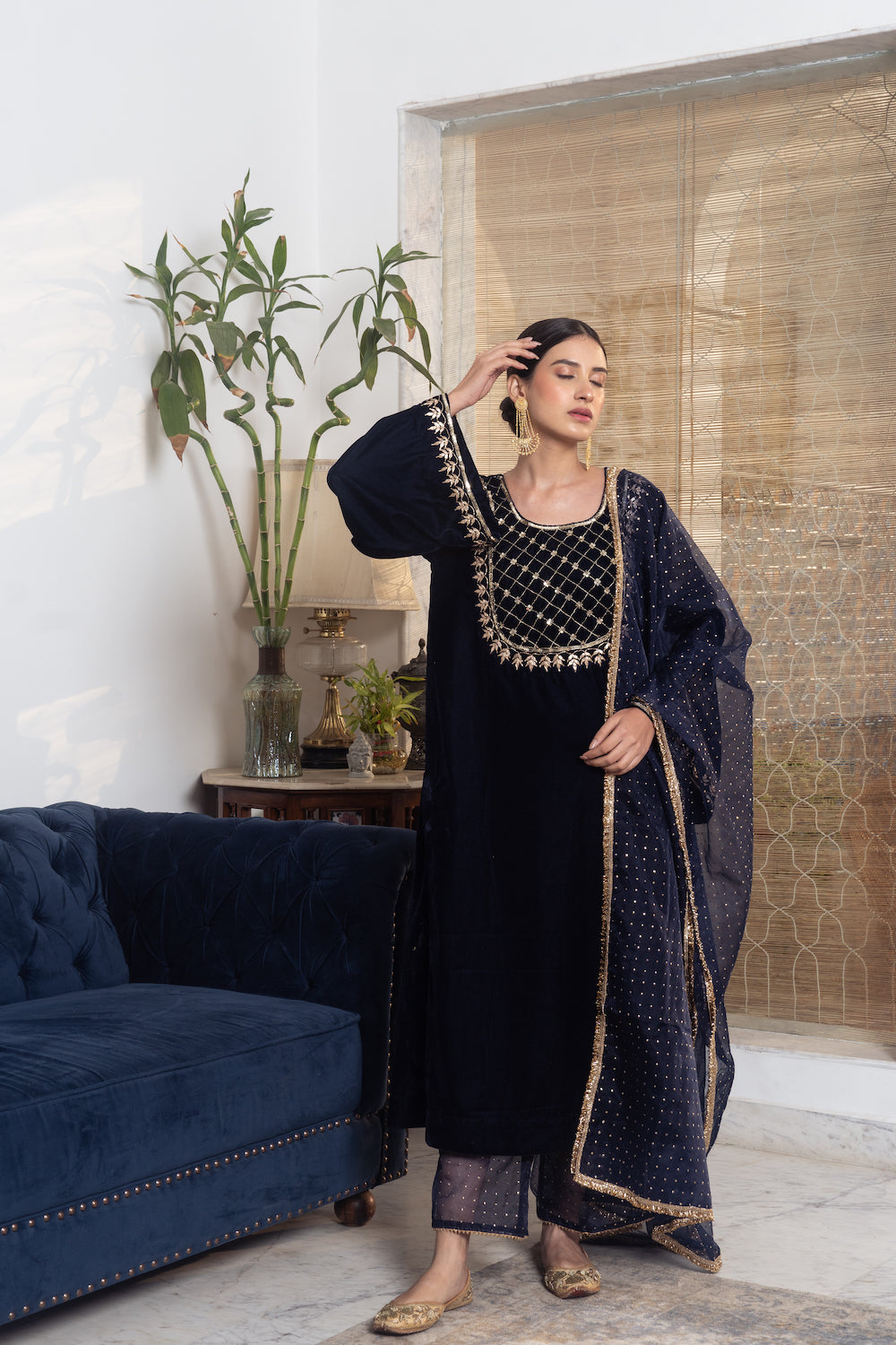 Khwabidah Navy Blue Ethnic Set of 3