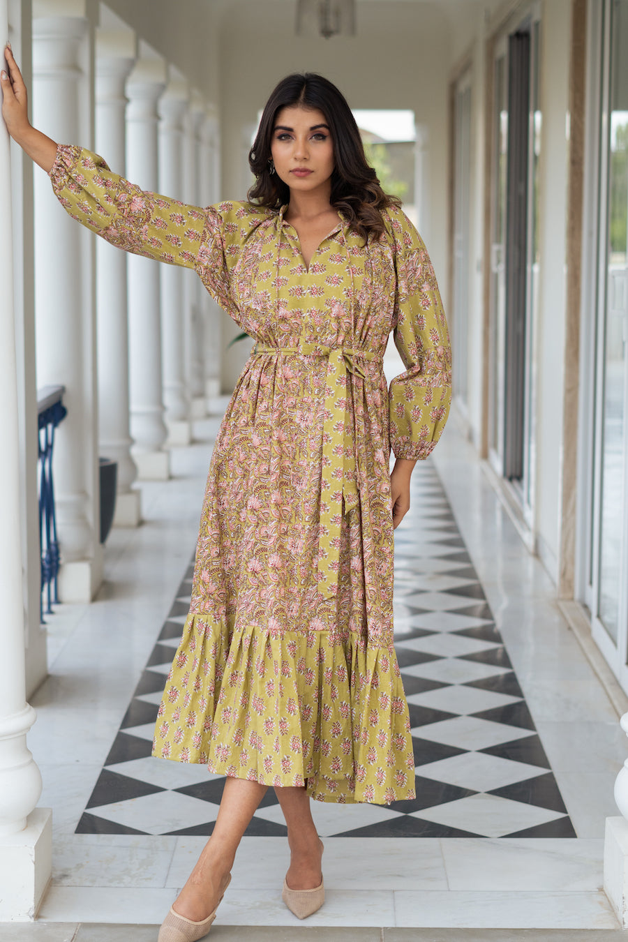 Beige Green Maxi
