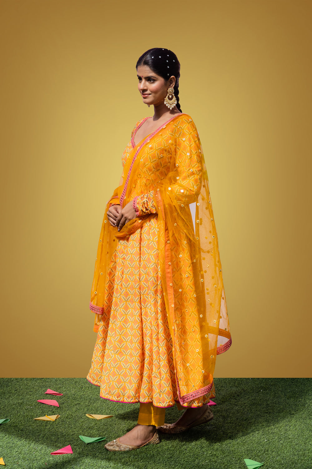 Mehfil Yellow Anarkali Set