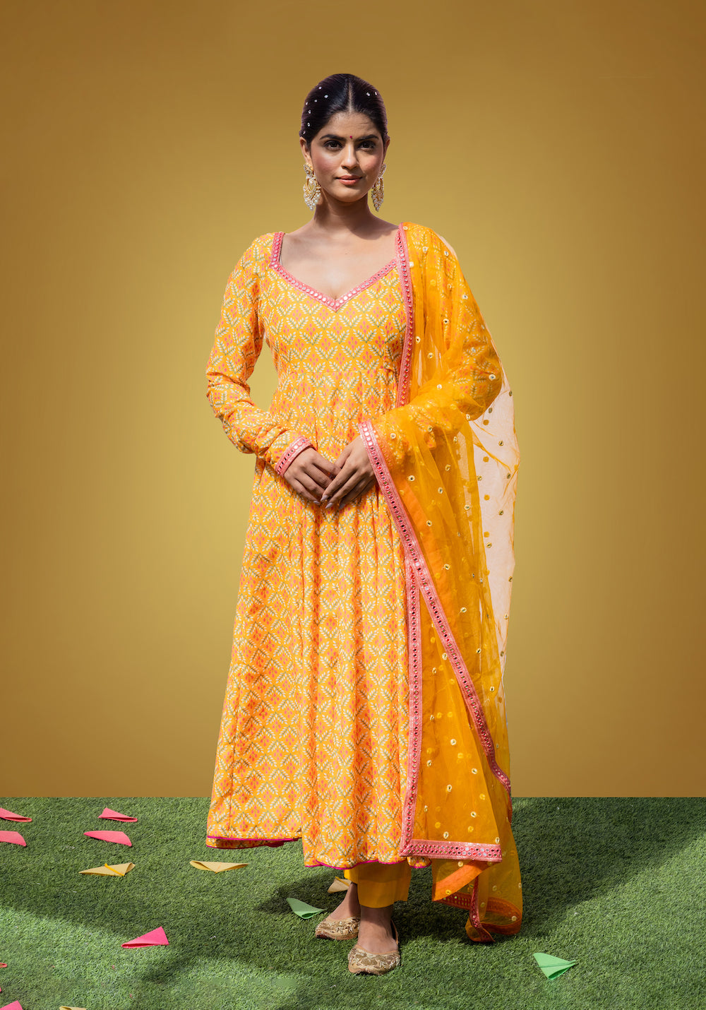 Mehfil Yellow Anarkali Set