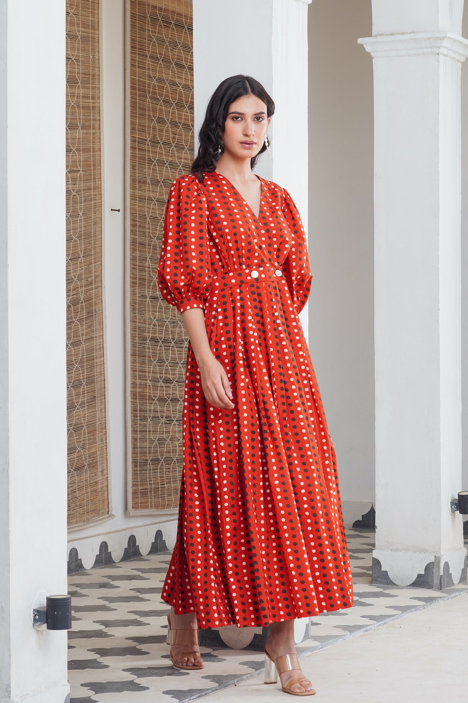 Red Polka Wrap Maxi
